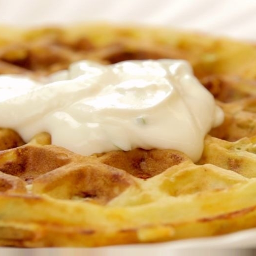 Cheesy Michigan Potato Waffles on plate